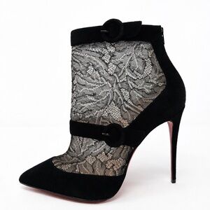 Christian Louboutin Boteboot 100 Lace Suede Ankle Boots Size 38